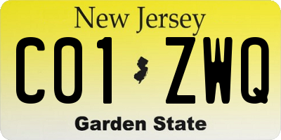 NJ license plate C01ZWQ
