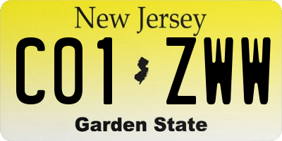 NJ license plate C01ZWW