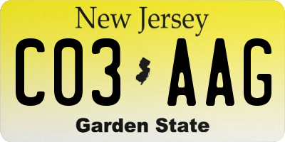 NJ license plate C03AAG