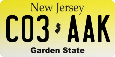 NJ license plate C03AAK