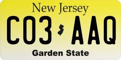 NJ license plate C03AAQ
