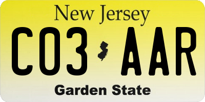 NJ license plate C03AAR