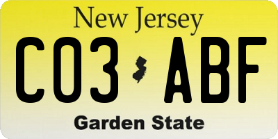 NJ license plate C03ABF