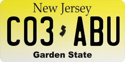 NJ license plate C03ABU