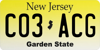 NJ license plate C03ACG