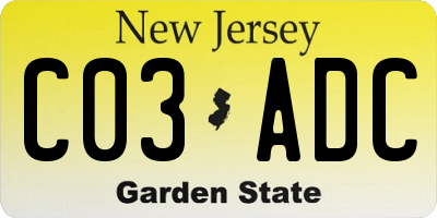 NJ license plate C03ADC