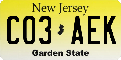 NJ license plate C03AEK
