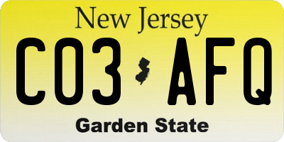 NJ license plate C03AFQ