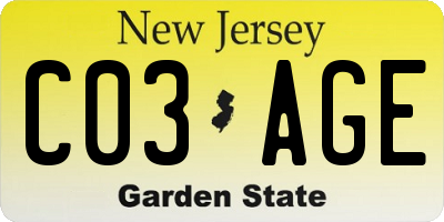 NJ license plate C03AGE