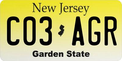 NJ license plate C03AGR