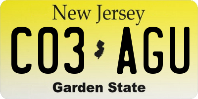 NJ license plate C03AGU