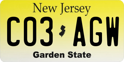 NJ license plate C03AGW