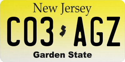 NJ license plate C03AGZ