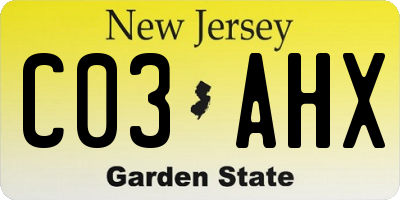 NJ license plate C03AHX