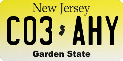 NJ license plate C03AHY