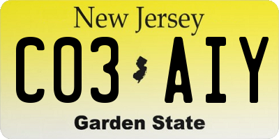 NJ license plate C03AIY
