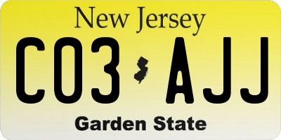 NJ license plate C03AJJ