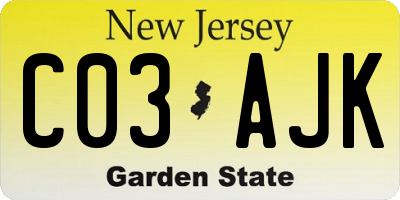 NJ license plate C03AJK