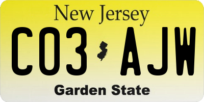 NJ license plate C03AJW