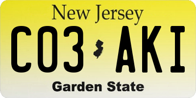 NJ license plate C03AKI