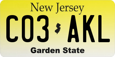 NJ license plate C03AKL