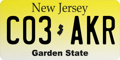 NJ license plate C03AKR