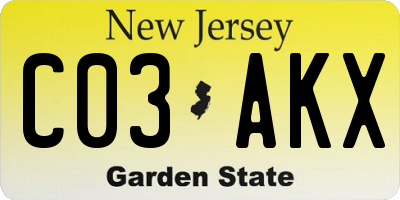 NJ license plate C03AKX