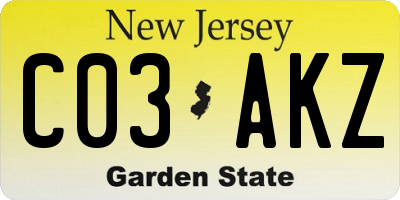 NJ license plate C03AKZ