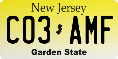NJ license plate C03AMF