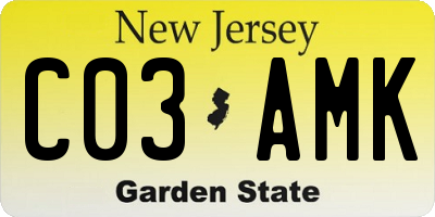 NJ license plate C03AMK