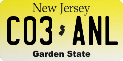 NJ license plate C03ANL