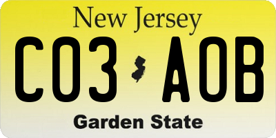 NJ license plate C03AOB