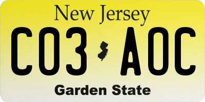 NJ license plate C03AOC