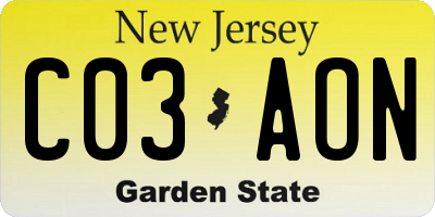 NJ license plate C03AON