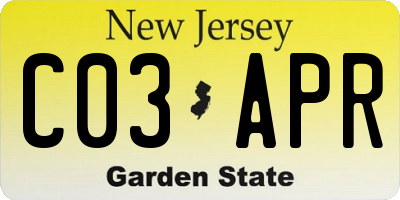 NJ license plate C03APR