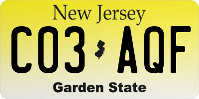 NJ license plate C03AQF