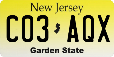 NJ license plate C03AQX