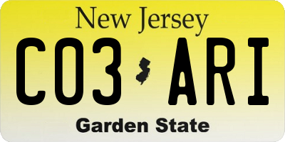 NJ license plate C03ARI