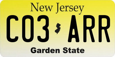 NJ license plate C03ARR