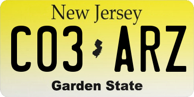 NJ license plate C03ARZ
