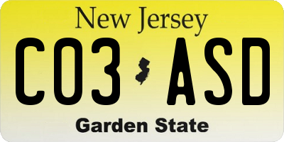 NJ license plate C03ASD