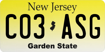 NJ license plate C03ASG