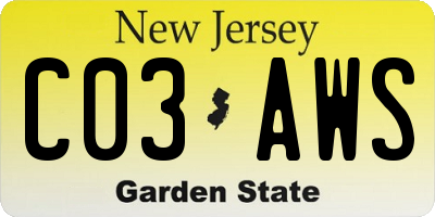 NJ license plate C03AWS