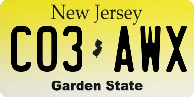 NJ license plate C03AWX