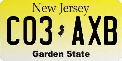 NJ license plate C03AXB