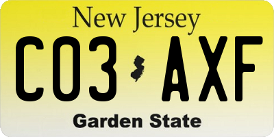 NJ license plate C03AXF
