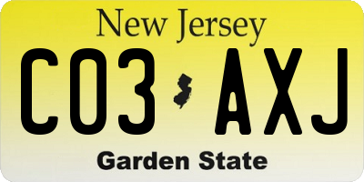 NJ license plate C03AXJ
