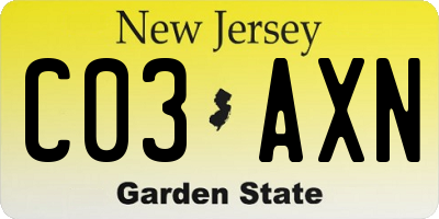 NJ license plate C03AXN
