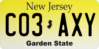 NJ license plate C03AXY