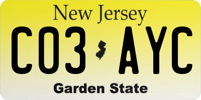 NJ license plate C03AYC